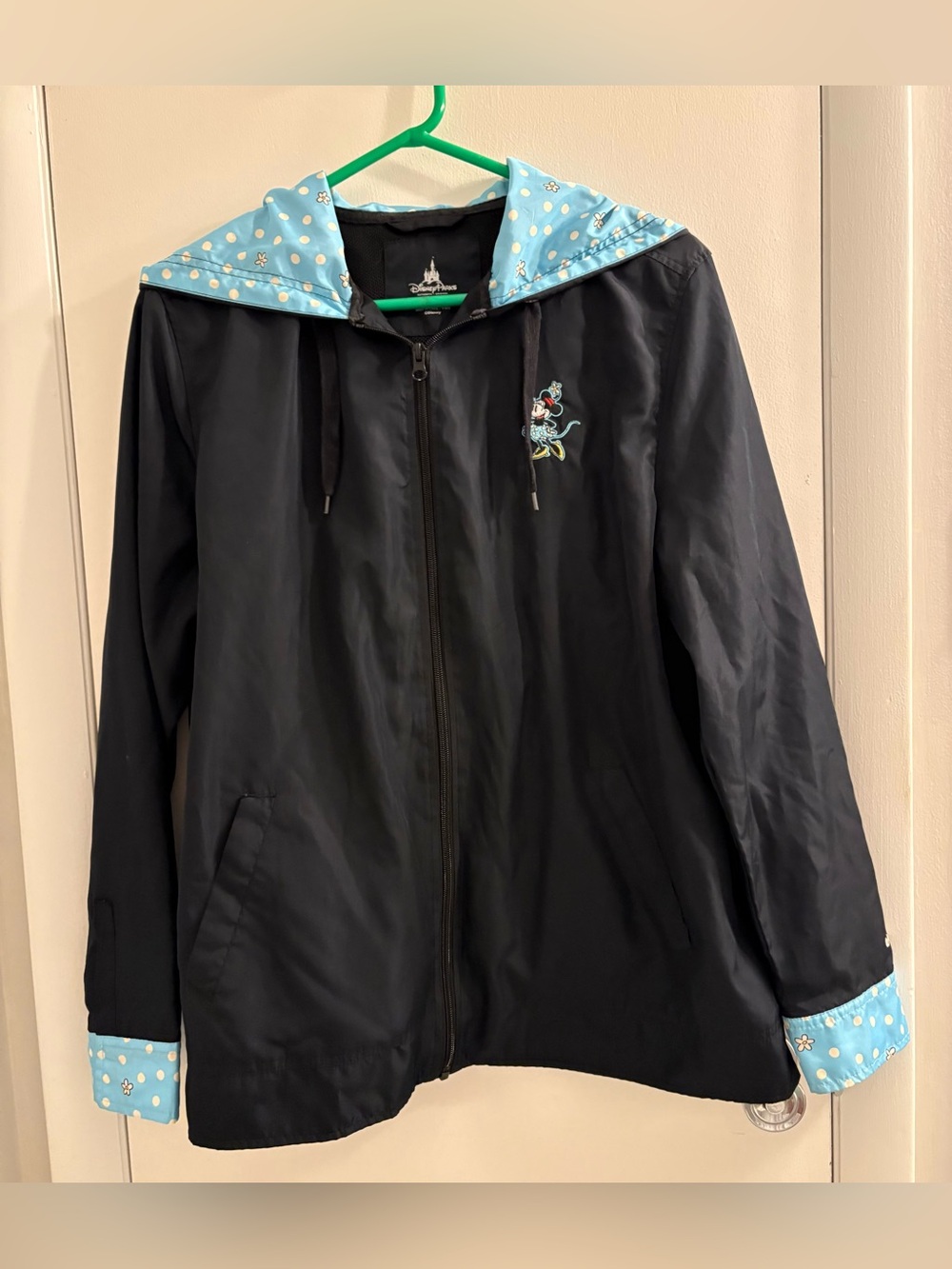 Women’s Disney Minnie Mouse Black Windbreaker Hooded Zip Jacket